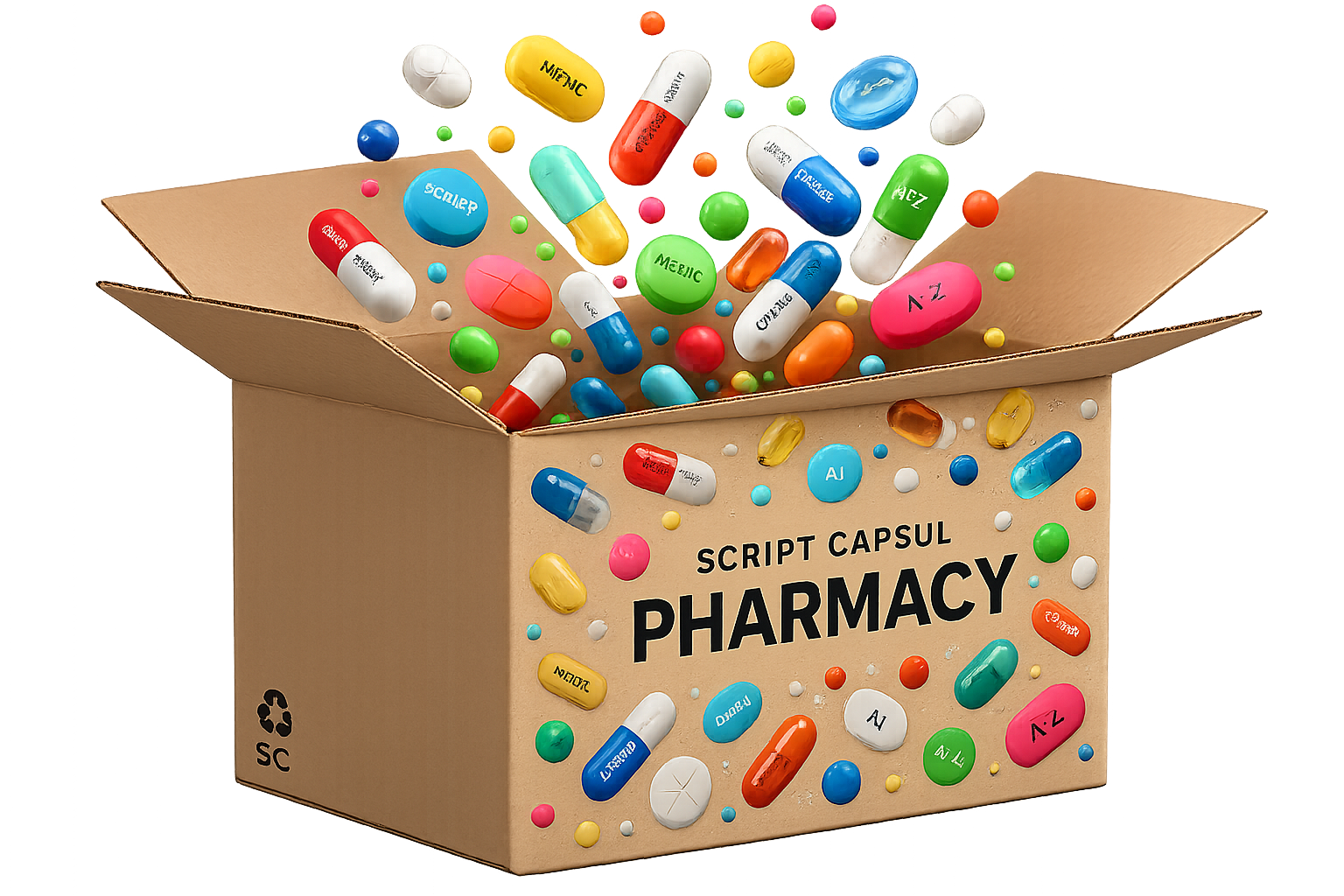 Boîte de médicaments Script Capsul Pharmacy